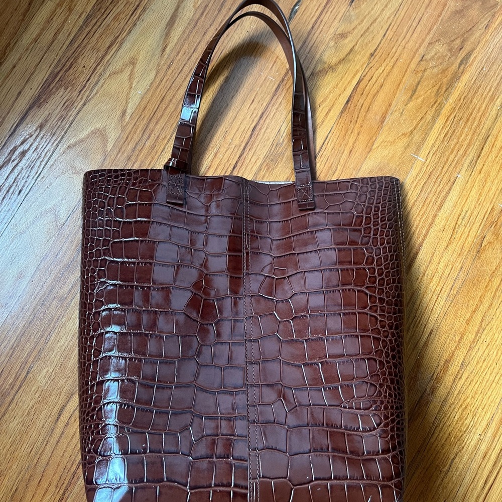 Brown Crocodile Embossed Tote Bag - &Other Stories